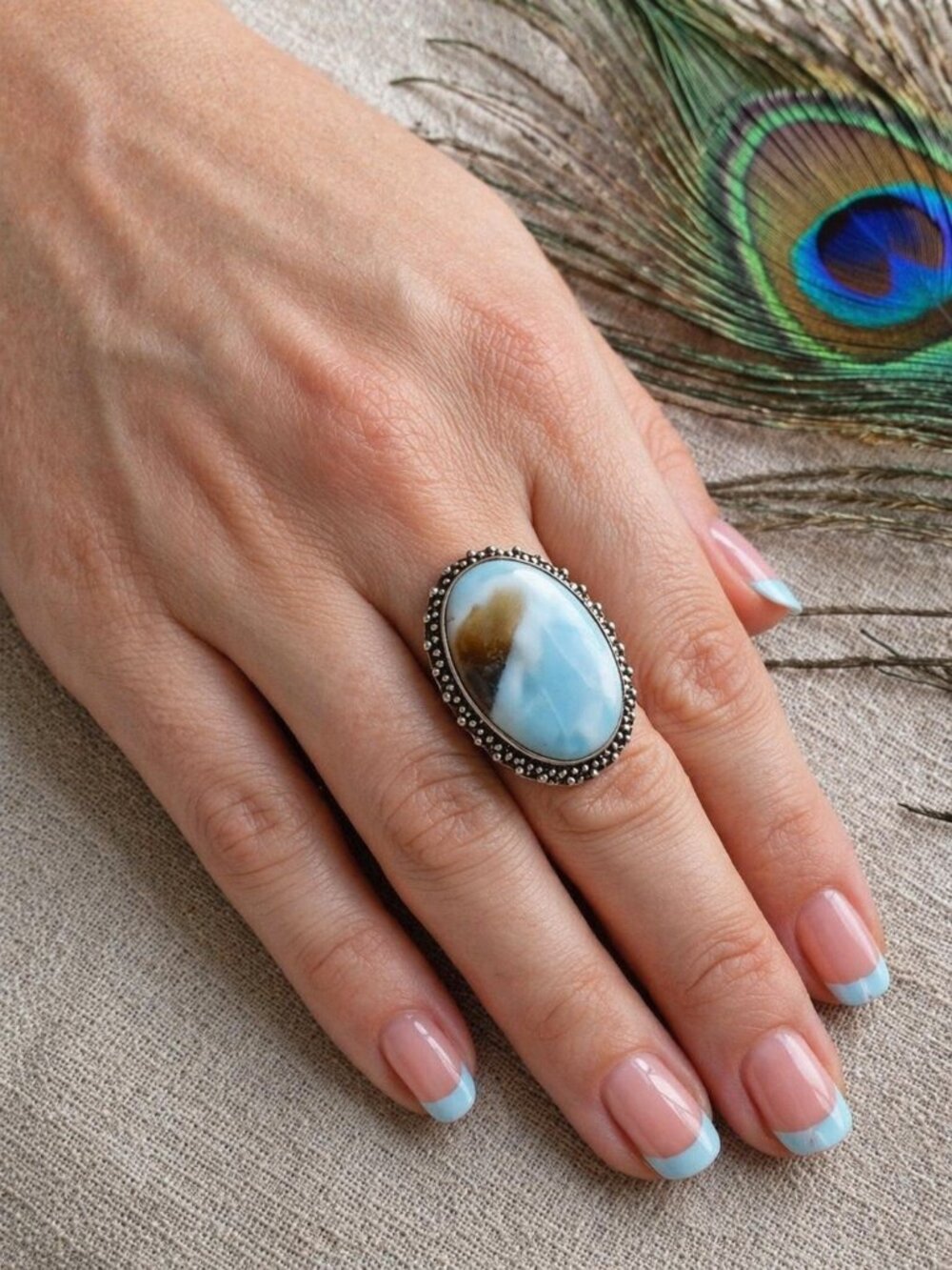 Owyhee Opal 925 Sterling Silver Artisan Boho Western Statement Ring Size 9